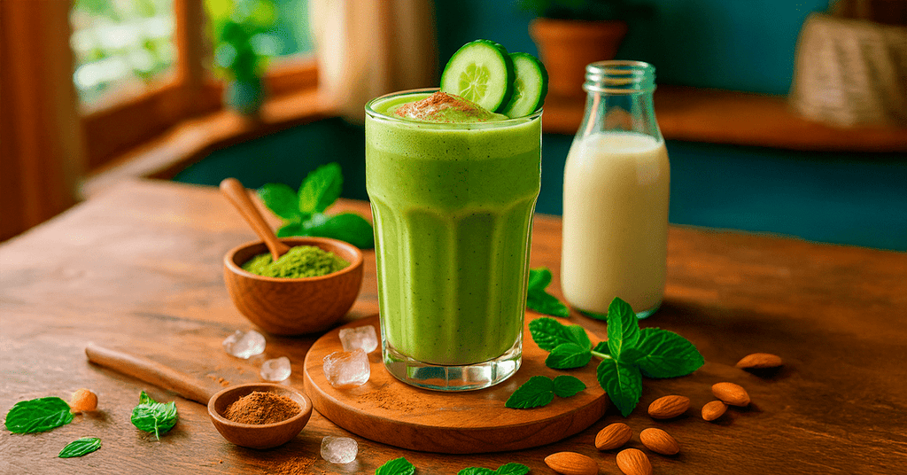 Malteada de proteína con matcha y leche