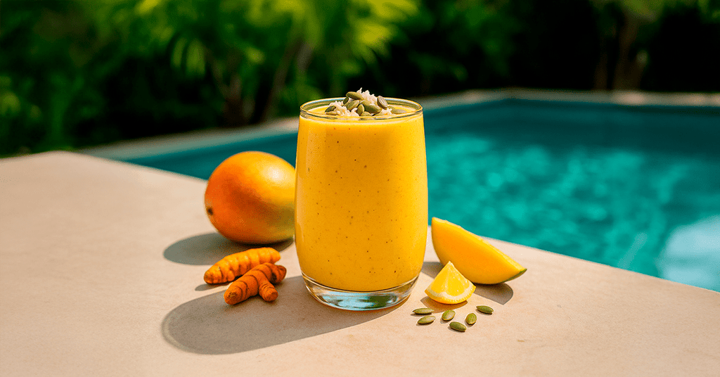 Licuado de proteína con mango y cúrcuma