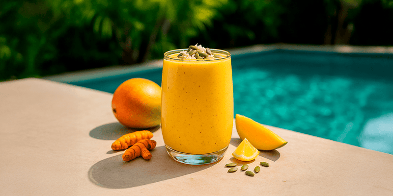 Licuado de proteína con mango y cúrcuma