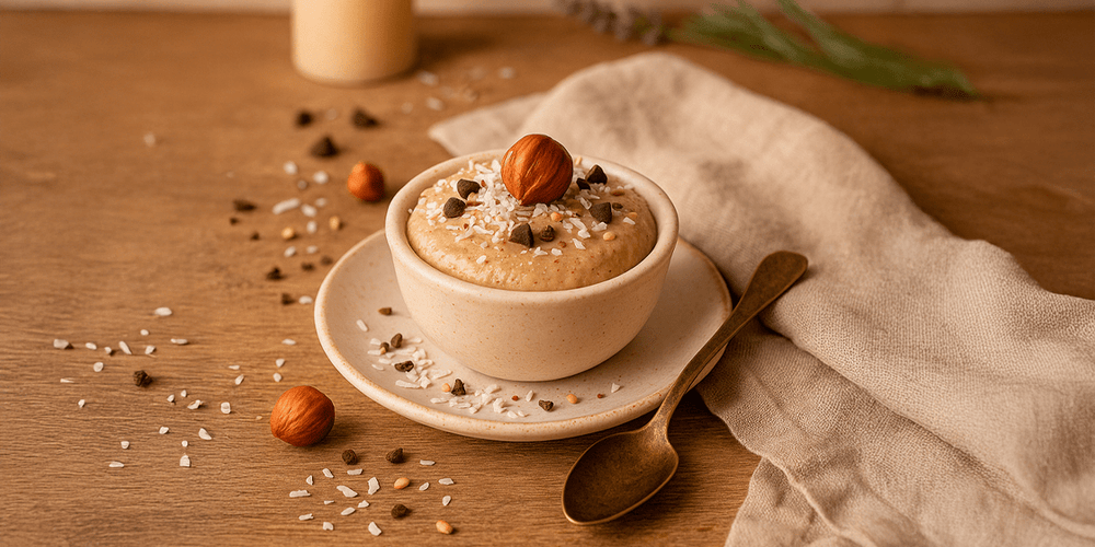 Mini postre proteico de avellana y coco sin azúcar