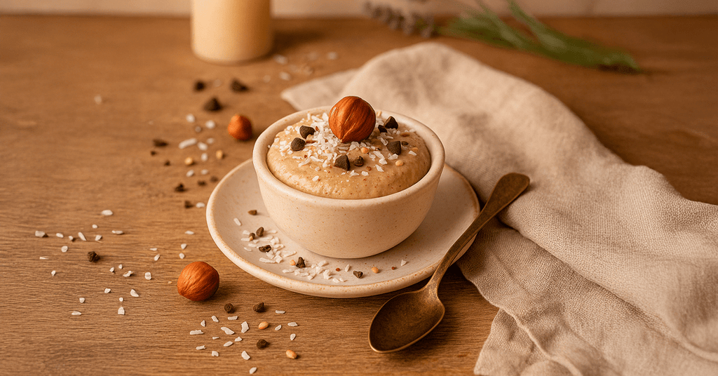 Mini postre proteico de avellana y coco sin azúcar
